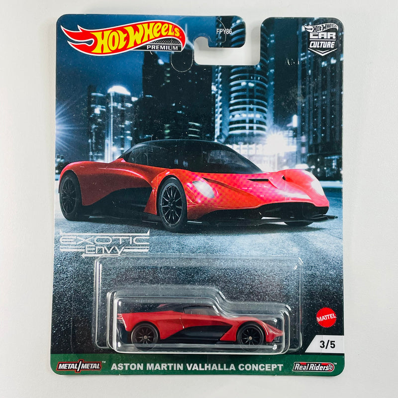 2021 Hot Wheels Car Culture Exotic Envy Aston Martin Valhalla Concept rojo Llantas de Goma RR