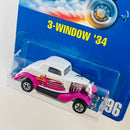 1993 Hot Wheels 34 Ford 3-Window 196 blanco con morado BW base ZAMAC