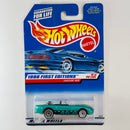 1998 Hot Wheels First Editions Jaguar XK8 verde metálico LW variante Tarjeta Auto Azul