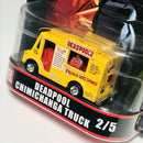 2018 Hot Wheels Retro Entertainment Marvel Deadpool Chimichanga Truck amarillo Llantas de Goma RR base ZAMAC