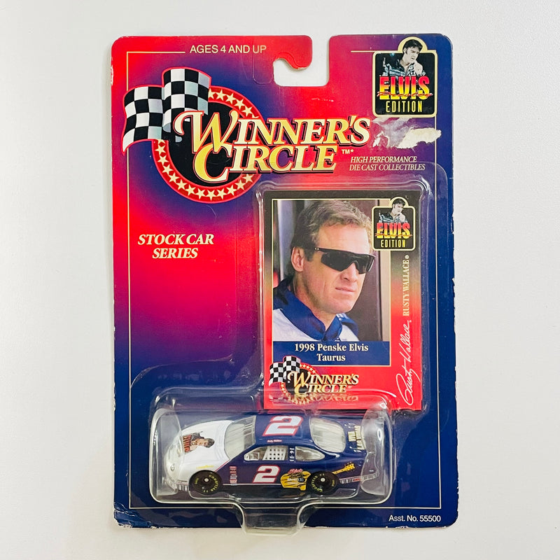 1998 Hasbro Kenner Winners Circle NASCAR Stock Car Series Elvis Presley Edition Rusty Wallace 2 1998 Penske Elvis Ford Taurus azul con blanco