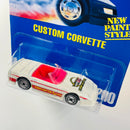 1993 Hot Wheels New Paint Style Custom Corvette 200 blanco UH variante Tampos con Borde Grueso