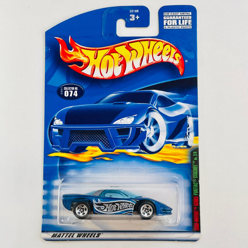 2001 Hot Wheels Logo Motive Pontiac Banshee 074 azul metálico 5SP base ZAMAC