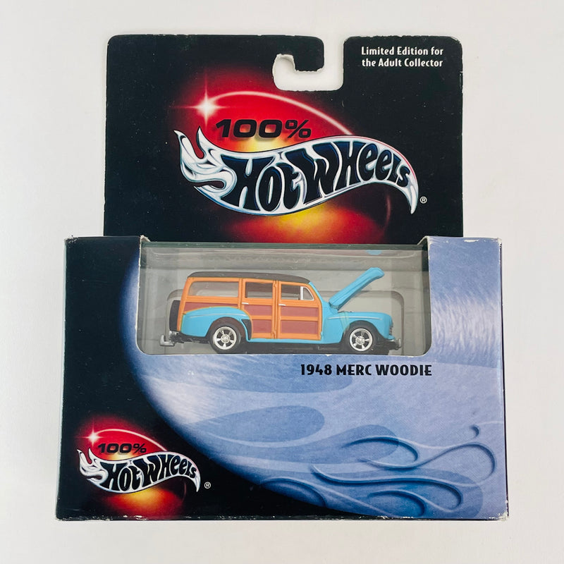 2001 Hot Wheels 100% Black Box Limited Edition 1948 Ford Merc Woodie turquesa Llantas de Goma RR