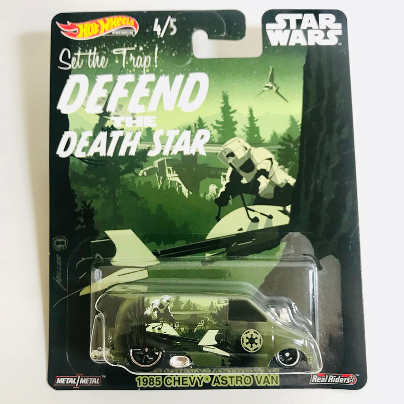 2019 Hot Wheels Pop Culture Star Wars Scout Troopers 1985 Chevy Astro Van verde Llantas de Goma RR base ZAMAC