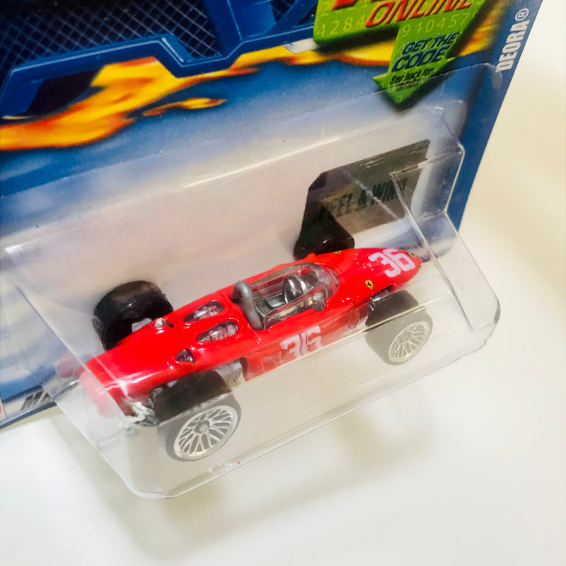 2002 Hot Wheels ERROR Ferrari 156 141 rojo LW en blister Deora