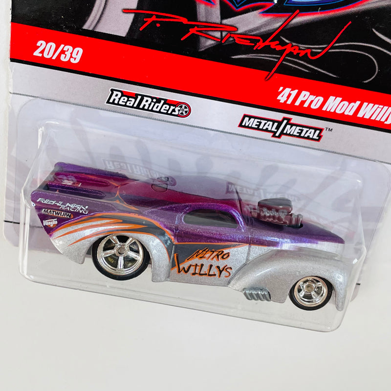 2010 Hot Wheels Phil's Garage Jeep 41 Pro Mod Willys plata metálico Llantas de Goma RR base ZAMAC