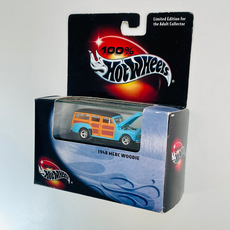 2001 Hot Wheels 100% Black Box Limited Edition 1948 Ford Merc Woodie turquesa Llantas de Goma RR