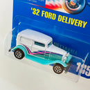 1991 Hot Wheels 32 Ford Delivery 135 blanco con turquesa 7SP base ZAMAC