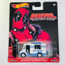2019 Hot Wheels Entertainment Deadpool Ice Cream Truck blanco con azul Llantas de Goma RR base ZAMAC