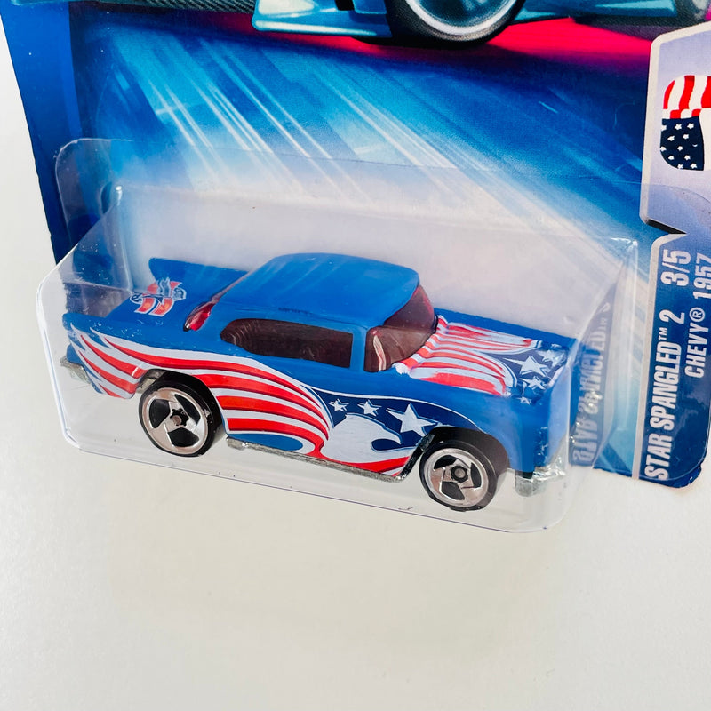 2004 Hot Wheels Star Spangled Chevy 1957 125 azul 3SP base ZAMAC