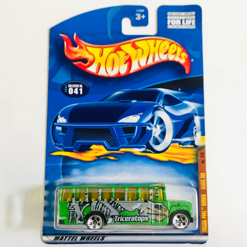 2001 Hot Wheels Fossil Fuel School Bus 041 verde 5DOT