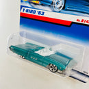 1998 Hot Wheels T-Bird 63 Ford verde metálico 5DOT base ZAMAC Primera Edición Tarjeta Mexicana