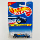 1995 Hot Wheels Race Team Series Hot Wheels 500 No Fear Race Car azul metálico 7SP base ZAMAC