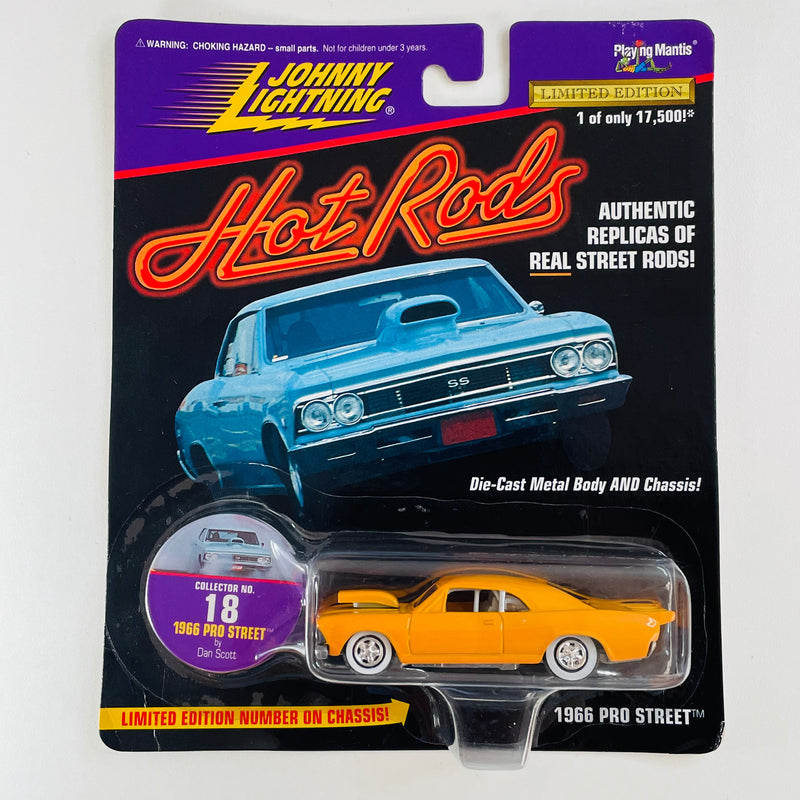 1997 Johnny Lightning Hot Rods Limited Edition 1/17,500 Dan Scott 1966 Pro Street 1966 Chevrolet Chevelle naranja Llantas de Goma