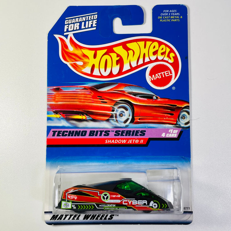 1998 Hot Wheels Techno Bits Series Shadow Jet II negro 5SP base ZAMAC