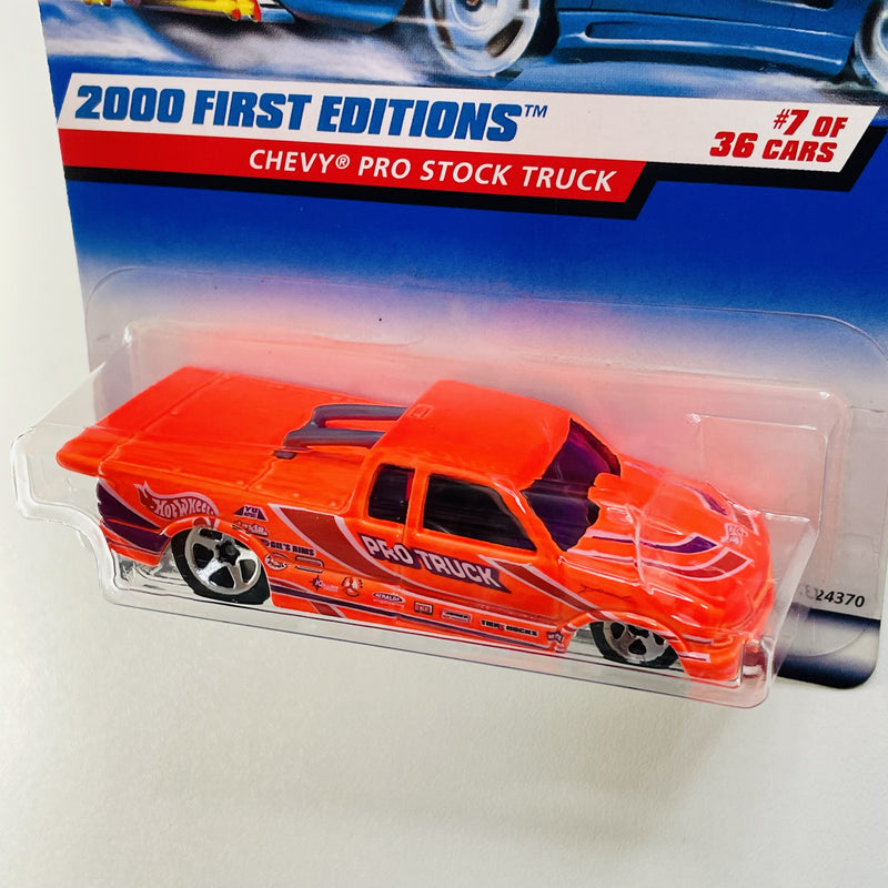 2000 Hot Wheels First Editions Chevy Pro Stock Truck naranja neón 5SP