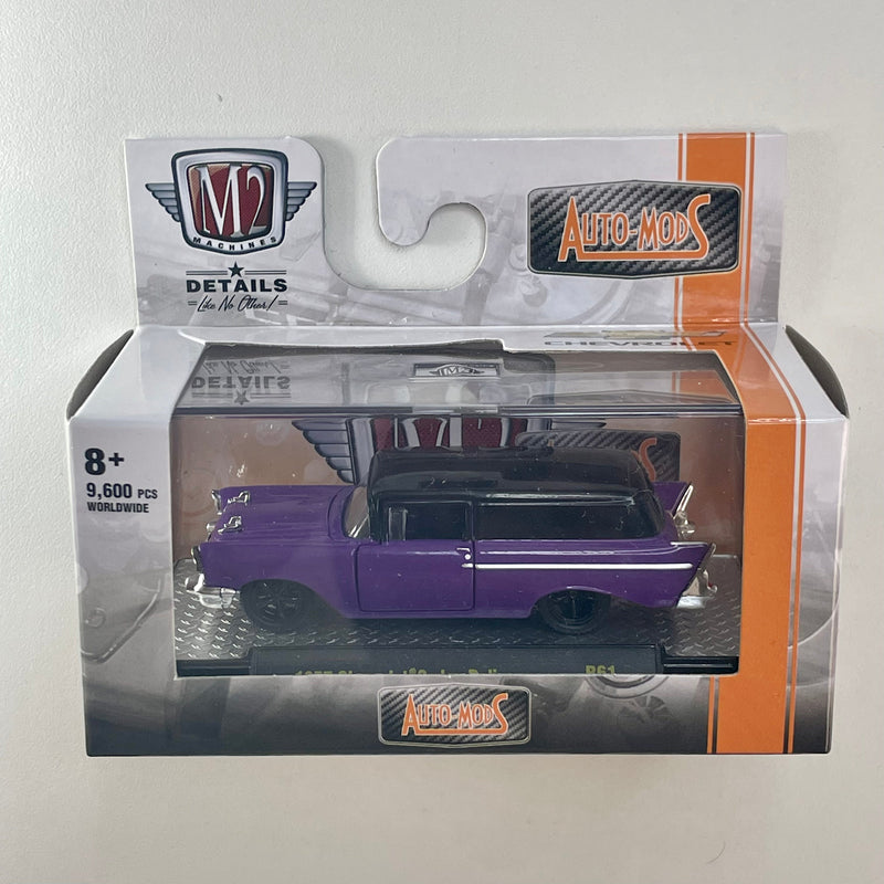 2021 M2 Machines Auto-Mods Limited Edition 1/9,600 1957 Chevrolet Sedan Delivery R61 morado Llantas de Goma