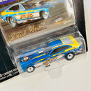 1998 Johnny Lightning Funny Car Legends NHRA Shirl Greer Chain Lightning 1977 Ford Mustang Funny Car azul con blanco Llantas de Goma