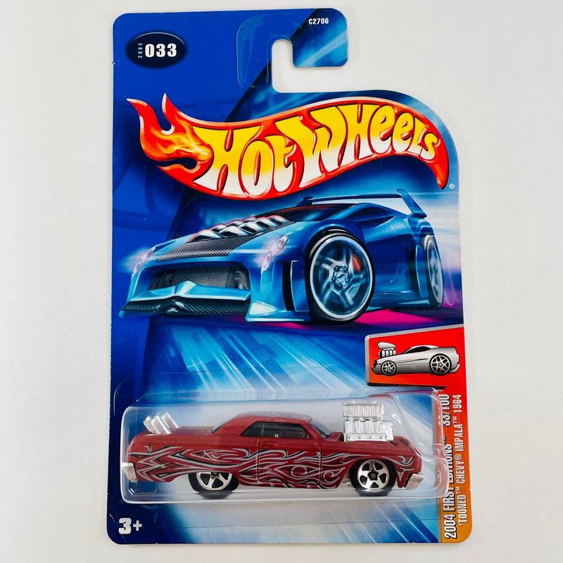2004 Hot Wheels First Editions Tooned Chevy Impala 1964 033 marrón 5SP