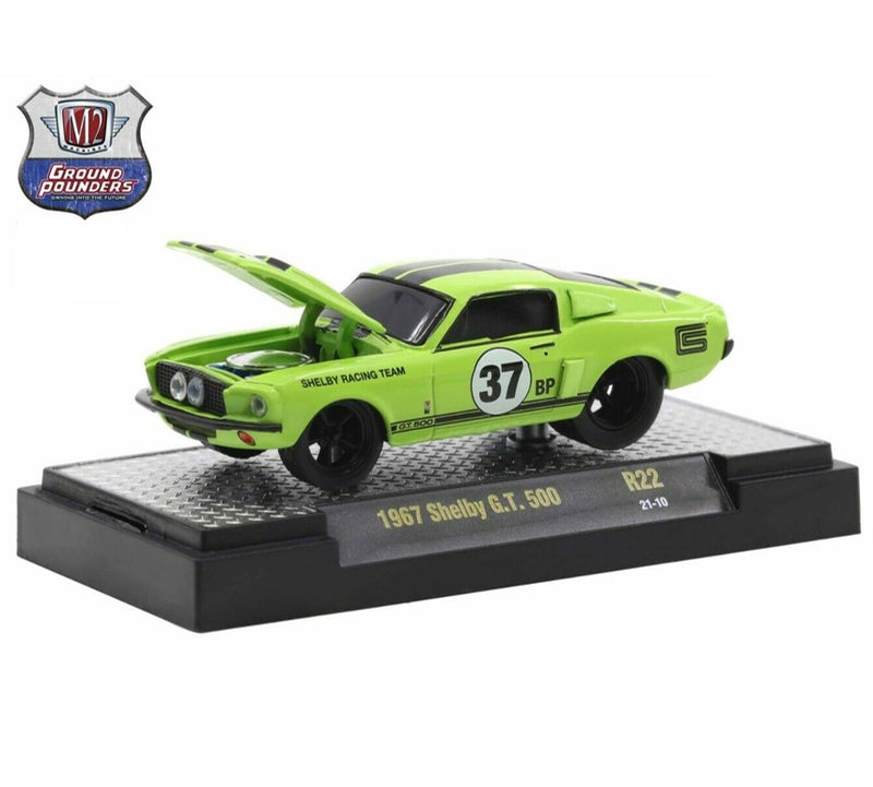 2021 M2 Machines Ground Pounders Limited Edition 1/7,750 1967 Shelby GT 500 R22 verde Llantas de Goma