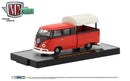 2019 M2 Machines Auto-Trucks Limited Edition 1/6,888 1960 VW Volkswagen Double Cab Truck USA Model R54 rojo con negro Llantas de Goma