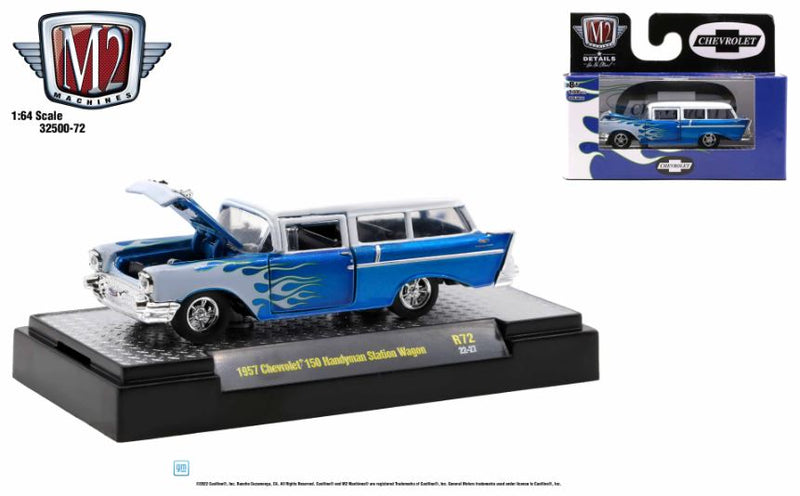 2022 M2 Machines Auto-Thentics Limited Edition 1/9,600 Fuel Injection 1957 Chevrolet 150 Handyman Station Wagon R72 azul Llantas de Goma